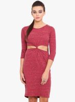 Anaphora Red Colored Solid Bodycon Dress