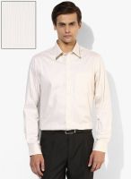 Arrow Beige Striped Slim Fit Formal Shirt