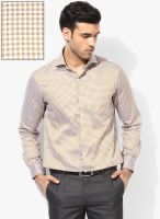 Arrow Mustard Yellow Checks Slim Fit Formal Shirt