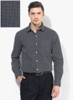 Arrow Navy Blue Printed Slim Fit Formal Shirt