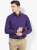 Arrow New York Purple Solid Slim Fit Formal Shirt