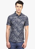 Atorse Blue Printed Slim Fit Casual Shirt