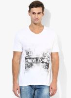 Calvin Klein Jeans White Printed V Neck T-Shirt