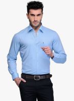 Canary London Blue Solid Slim Fit Formal Shirt