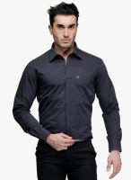 Canary London Navy Blue Solid Slim Fit Formal Shirt
