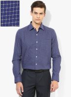 Code by Lifestyle Navy Blue Checked Formal Shirt
