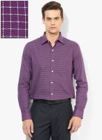 Code by Lifestyle Purple Checked Formal Shirt