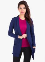 De Moza Blue Solid Shrug