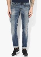 Gas Blue Low Rise Slim Fit Jeans