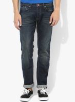 Gas Blue Low Rise Slim Fit Jeans