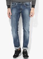 Gas Blue Low Rise Slim Fit Jeans