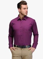 HANCOCK Purple Solid Slim Fit Formal Shirt