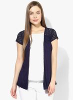 Honey By Pantaloons Navy Blue Embroidered Shrug