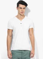 Jack & Jones Off White V Neck T Shirt