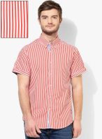 Jack & Jones Red Striped Casual Shirt