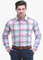 Jogur Pink Checked Regular Fit Formal Shirt