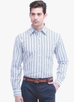 Jogur White Striped Regular Fit Formal Shirt