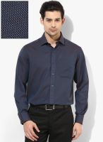 John Players Navy Blue Solid Regular Fit Formal Shirt