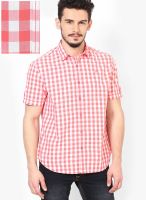 John Players Red Checked Casual Shirt