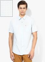 John Players Printed Light Blue Casual Shirts