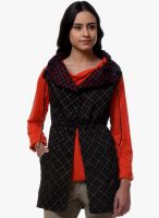 Kaaryah Navy Blue Checked Shrug