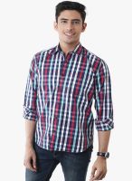 Lee Marc Red Checked Regular Fit Casual Shirt