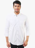Lee Marc White Solid Regular Fit Casual Shirt
