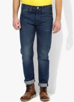Levi's Blue Washed Slim Fit Jeans (501)