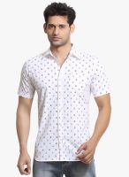London Bee White Printed Slim Fit Casual Shirt