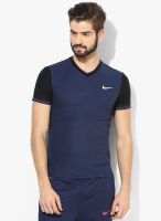 Nike As Premier Rf Navy Blue Tennis V Neck T-Shirt