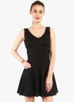 Nun Black Colored Solid Skater Dress