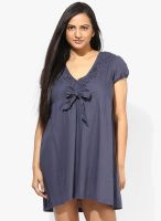 Only Blue Colored Solid Shift Dress