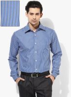 Park Avenue Blue Striped Slim Fit Formal Shirt