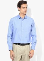 Peter England Blue Checked Slim Fit Formal Shirt