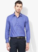 Peter England Blue Solid Slim Fit Formal Shirt