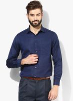 Peter England Blue Solid Slim Fit Formal Shirt