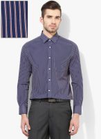 Peter England Blue Striped Slim Fit Formal Shirt