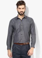 Peter England Grey Solid Slim Fit Formal Shirt