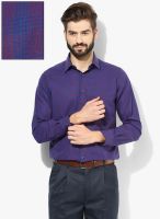 Peter England Purple Checked Slim Fit Formal Shirt