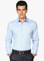 Provogue Blue Solid Regular Fit Formal Shirt