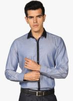 Provogue Blue Solid Slim Fit Formal Shirt