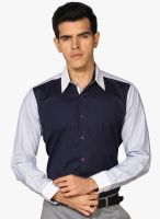 Provogue Blue Solid Slim Fit Formal Shirt