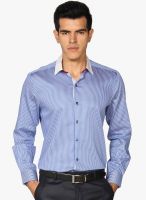 Provogue Blue Striped Slim Fit Formal Shirt