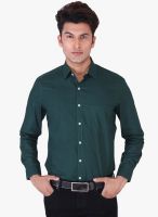 Provogue Green Solid Regular Fit Formal Shirt