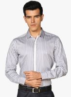 Provogue Grey Striped Regular Fit Formal Shirt