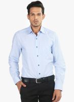 Provogue Light Blue Printed Slim Fit Formal Shirt