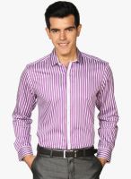 Provogue Purple Striped Regular Fit Formal Shirt