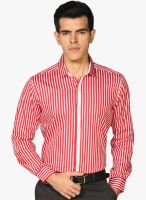 Provogue Red Striped Regular Fit Formal Shirt