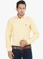 Provogue Yellow Solid Slim Fit Formal Shirt