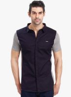 R&C Grey Solid Slim Fit Casual Shirt